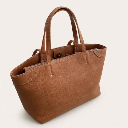 Ellie Tote Bag - Textured PU Leather Multi-Pocket Shoulder Bag - Plus size model