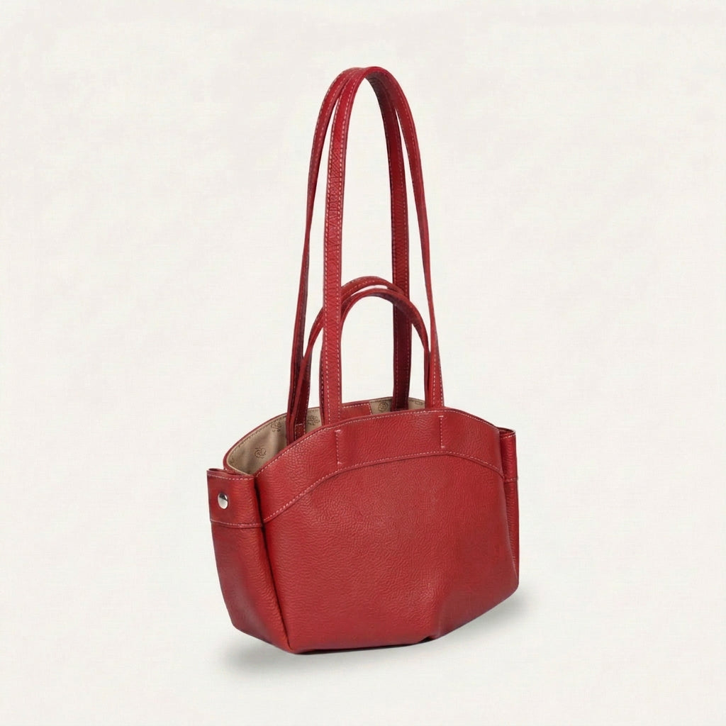 Ellie Tote Bag - Textured PU Leather Multi-Pocket Shoulder Bag - Plus size model