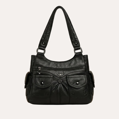 Louise Shoulder Bag - Multi-Pocket PU Leather Everyday Bag