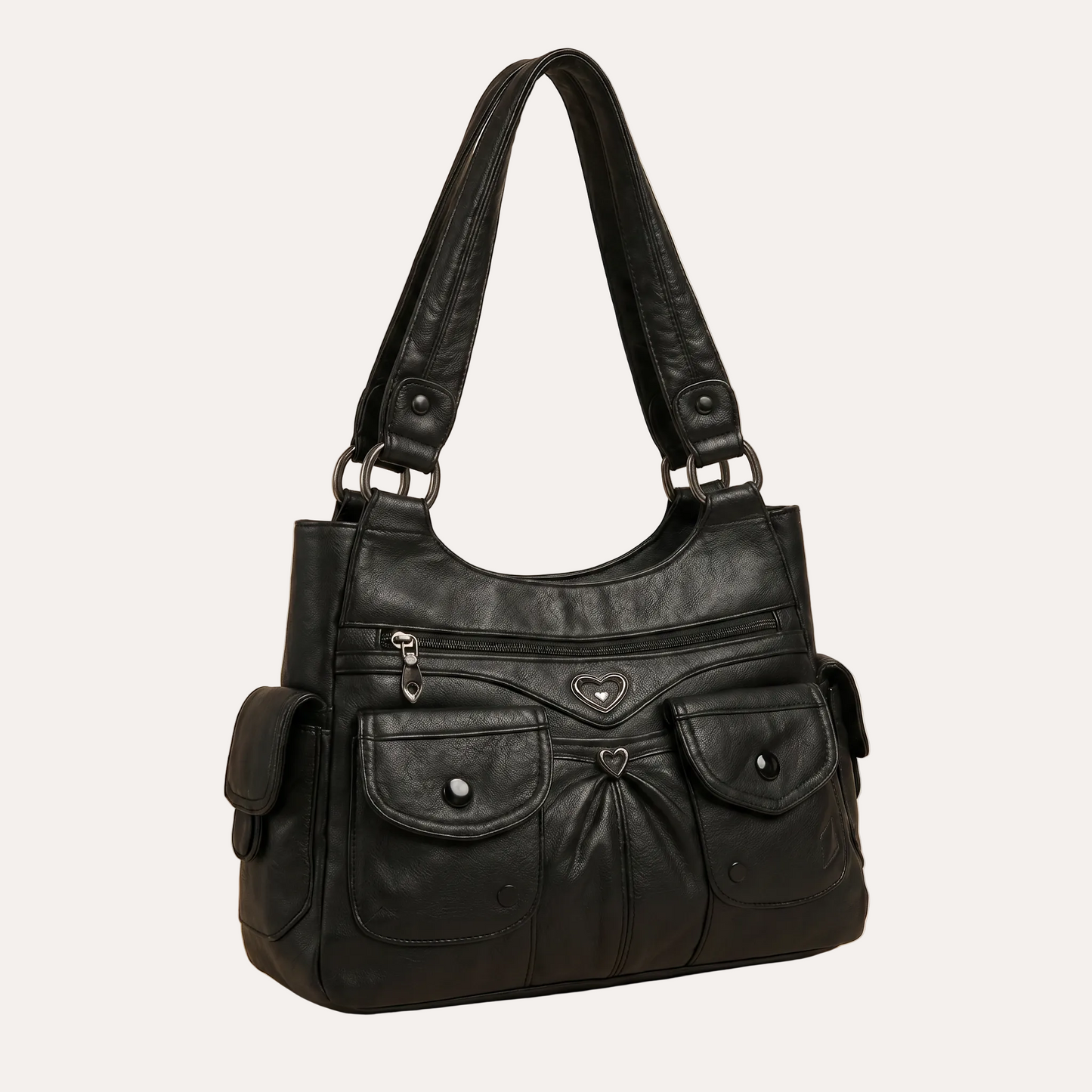 Louise Shoulder Bag - Multi-Pocket PU Leather Everyday Bag