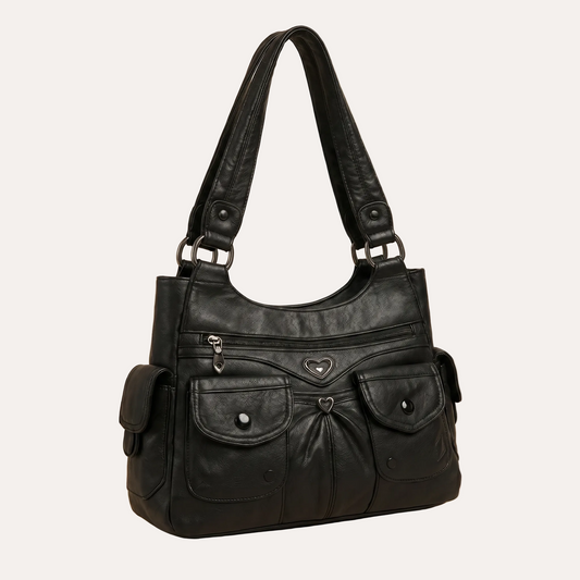 Louise Shoulder Bag - Multi-Pocket PU Leather Everyday Bag