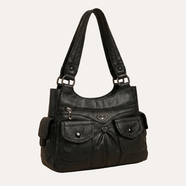 Louise Shoulder Bag - Multi-Pocket PU Leather Everyday Bag