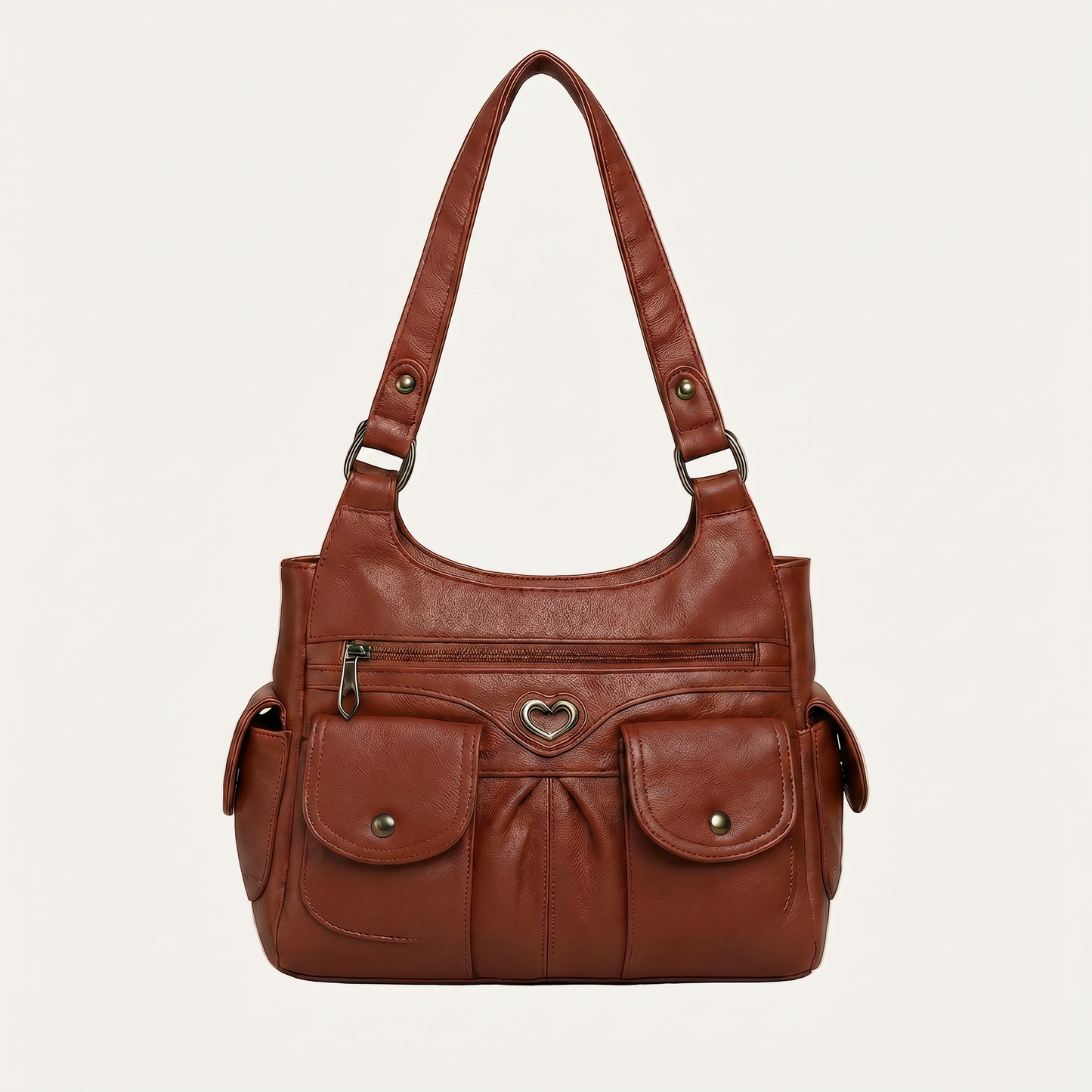 Louise Shoulder Bag - Multi-Pocket PU Leather Everyday Bag