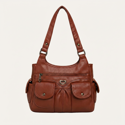 Louise Shoulder Bag - Multi-Pocket PU Leather Everyday Bag