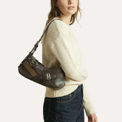 Mina Shoulder Bag - Compact PU Leather Bag with Edgy Hardware