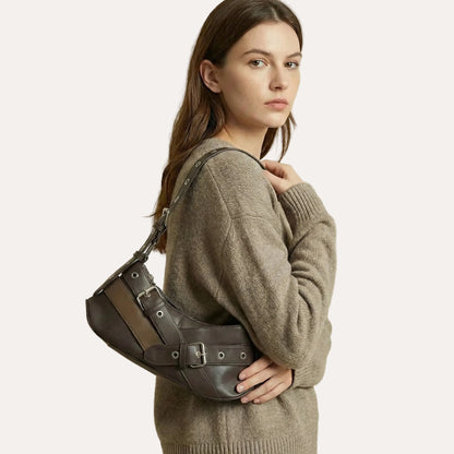 Mina Shoulder Bag - Compact PU Leather Bag with Edgy Hardware