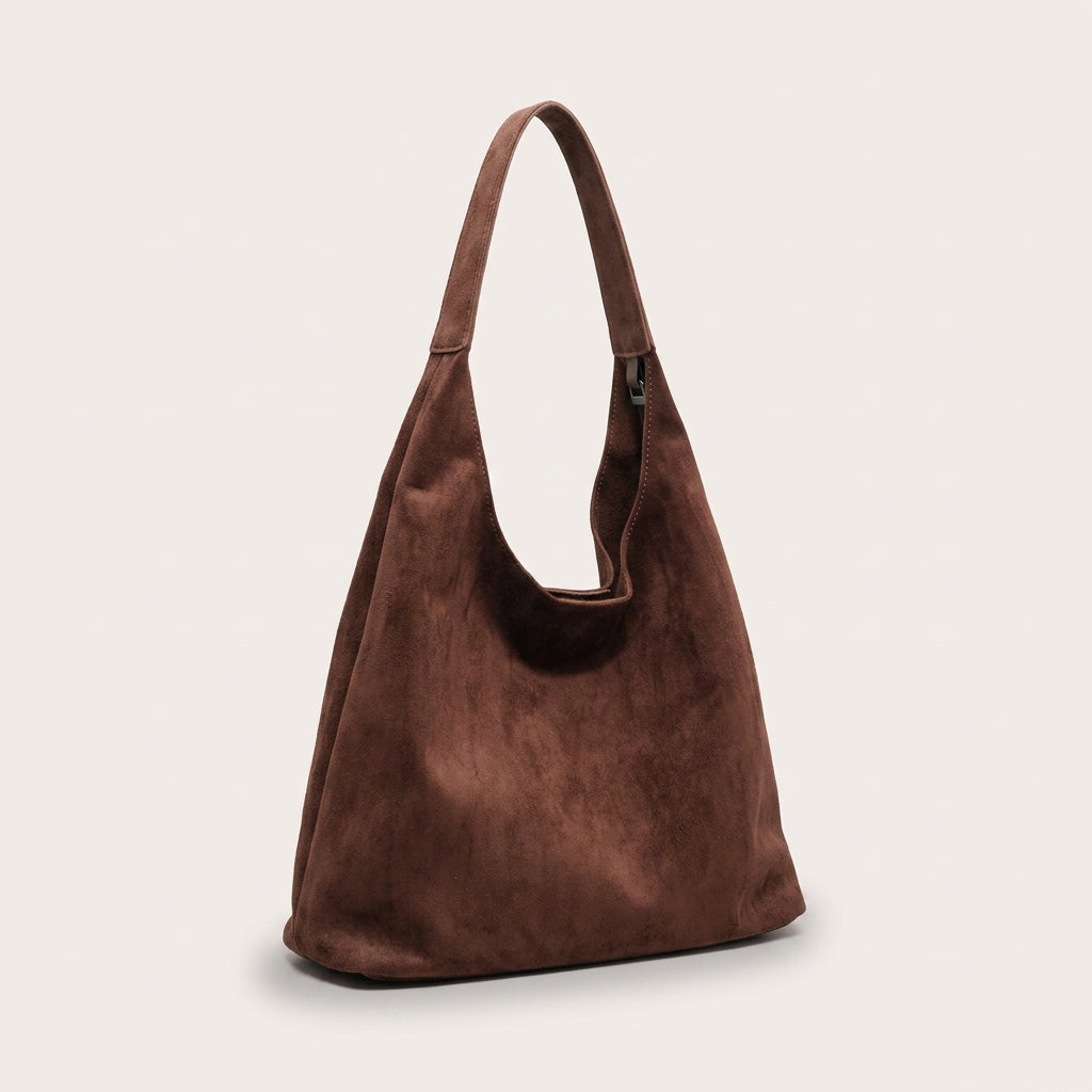 Mila Daily Hobo Bag - Soft Suede-Effect Single Strap - Plus size model