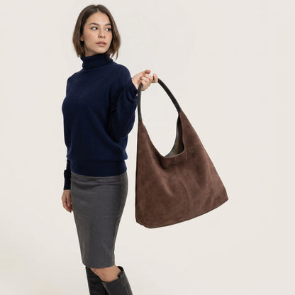 Mila Daily Hobo Bag - Soft Suede-Effect Single Strap - Plus size model
