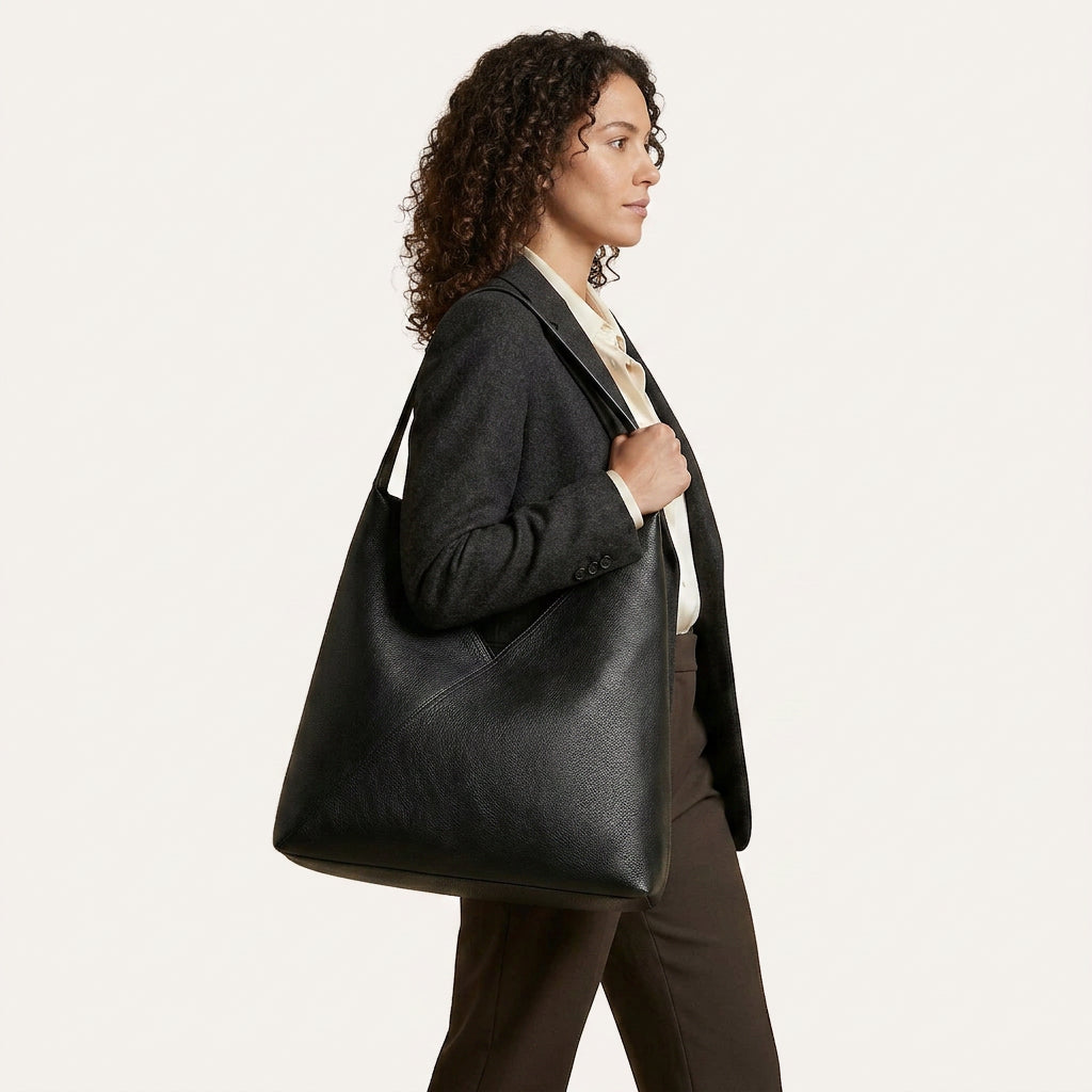 Jenna Shoulder Bag - PU Leather Spacious Carry for 13" Laptops - Plus size model
