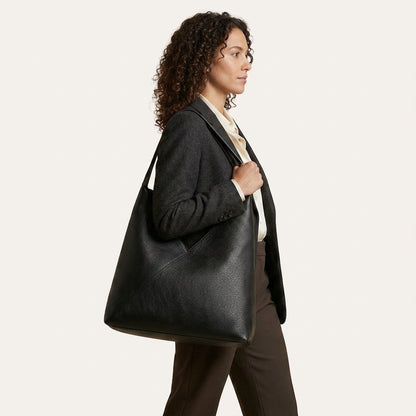 Jenna Shoulder Bag - PU Leather Spacious Carry for 13" Laptops - Plus size model