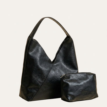 Jenna Shoulder Bag - PU Leather Spacious Carry for 13" Laptops - Plus size model