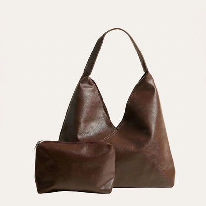 Jenna Shoulder Bag - PU Leather Spacious Carry for 13" Laptops - Plus size model