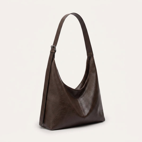 Melina Daily Hobo Bag - Grained PU Leather, Adjustable Shoulder Strap - Plus size model