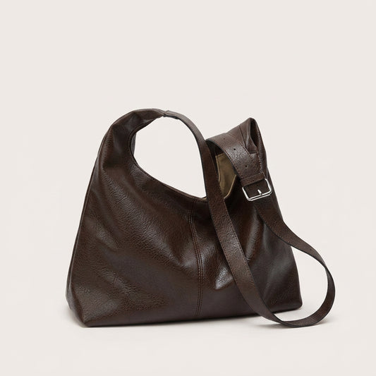 Melina Daily Hobo Bag - Grained PU Leather, Adjustable Shoulder Strap - Plus size model