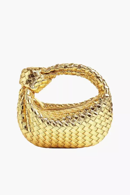 Helena Evening Clutch Bag - PU Leather Woven Chain Handle