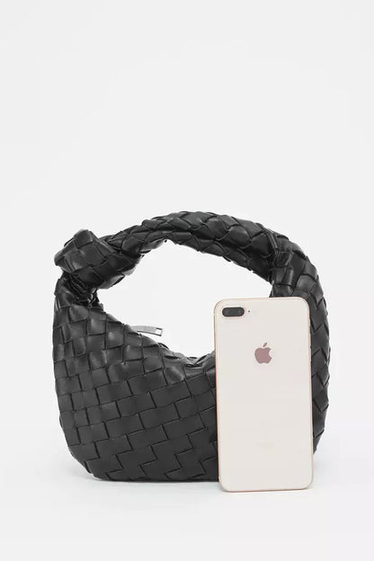 Helena Evening Clutch Bag - PU Leather Woven Chain Handle