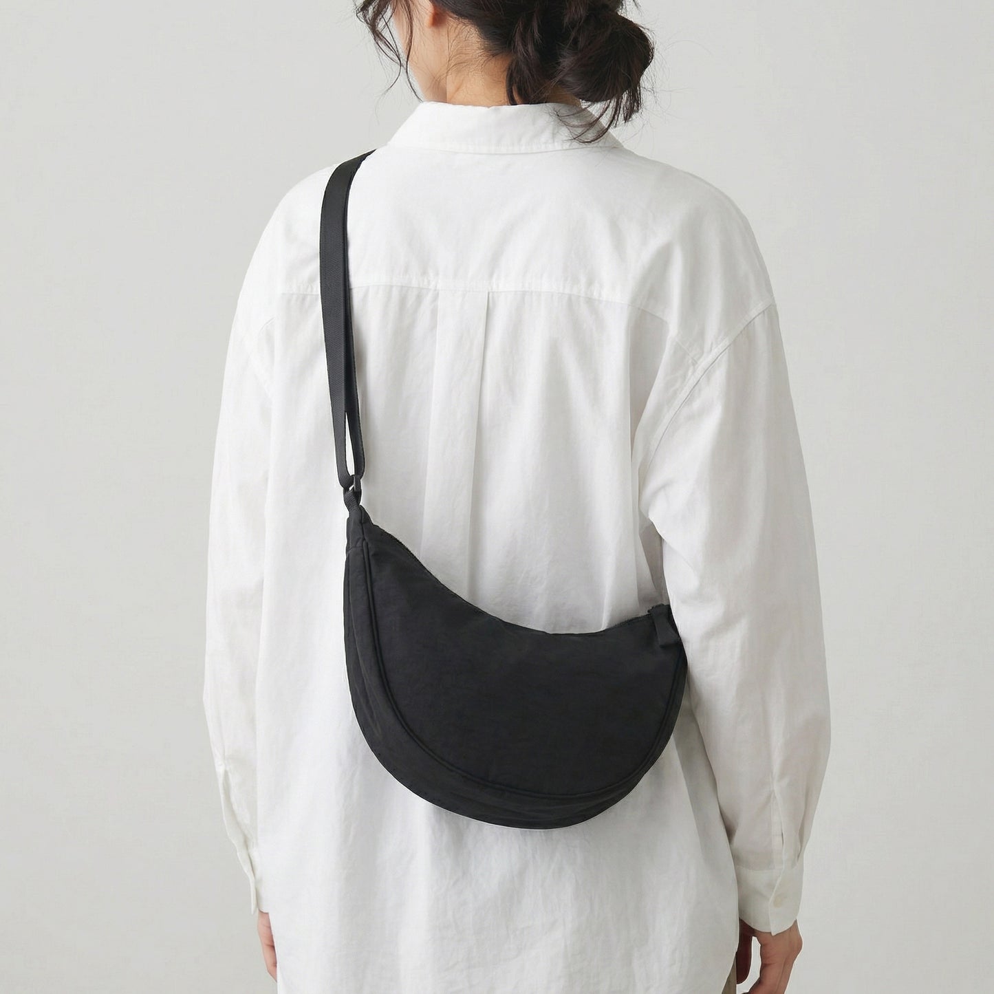 Sola Black Shoulder Bag | Nylon, Adjustable Strap for Women