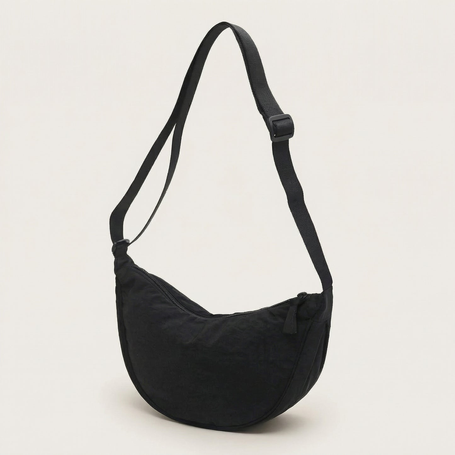 Sola Black Shoulder Bag | Nylon, Adjustable Strap for Women