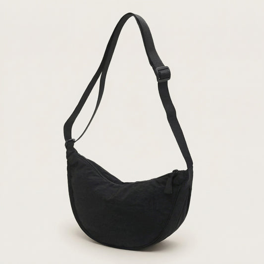 Sola Black Shoulder Bag | Nylon, Adjustable Strap for Women