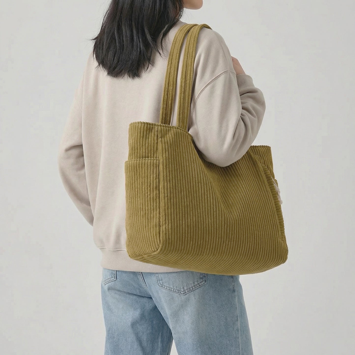 Tilda Tote Bag | Ribbed Corduroy Design with Spacious Interior