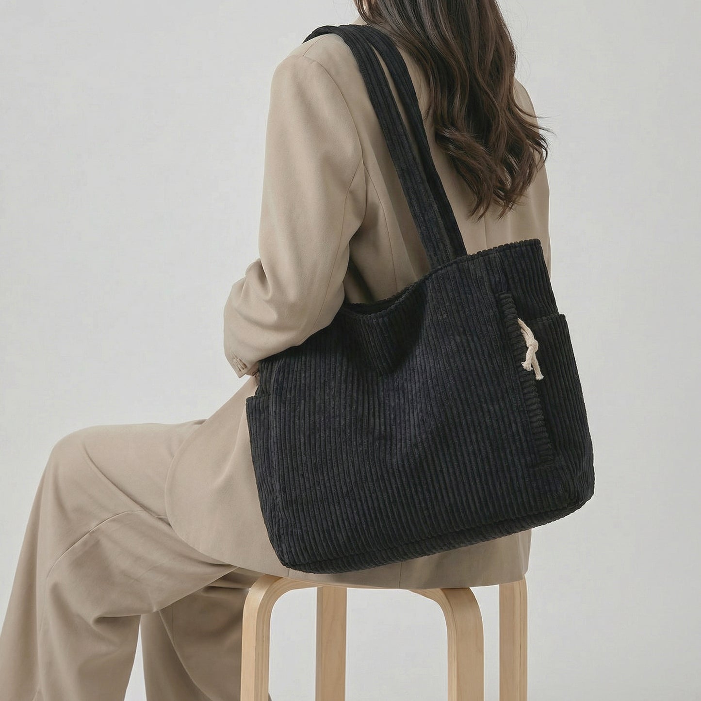 Tilda Tote Bag | Ribbed Corduroy Design with Spacious Interior