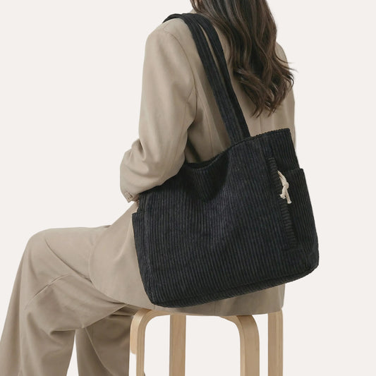 Tilda Tote Bag | Ribbed Corduroy Design with Spacious Interior