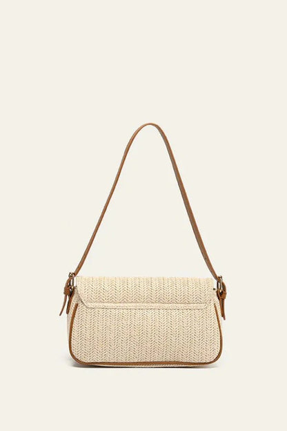 Seraphine Shoulder Bag - Straw & PU Leather Summer Carry