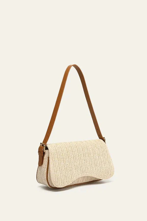 Seraphine Shoulder Bag - Straw & PU Leather Summer Carry
