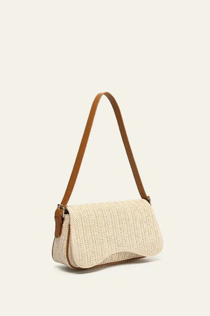 Seraphine Shoulder Bag - Straw & PU Leather Summer Carry