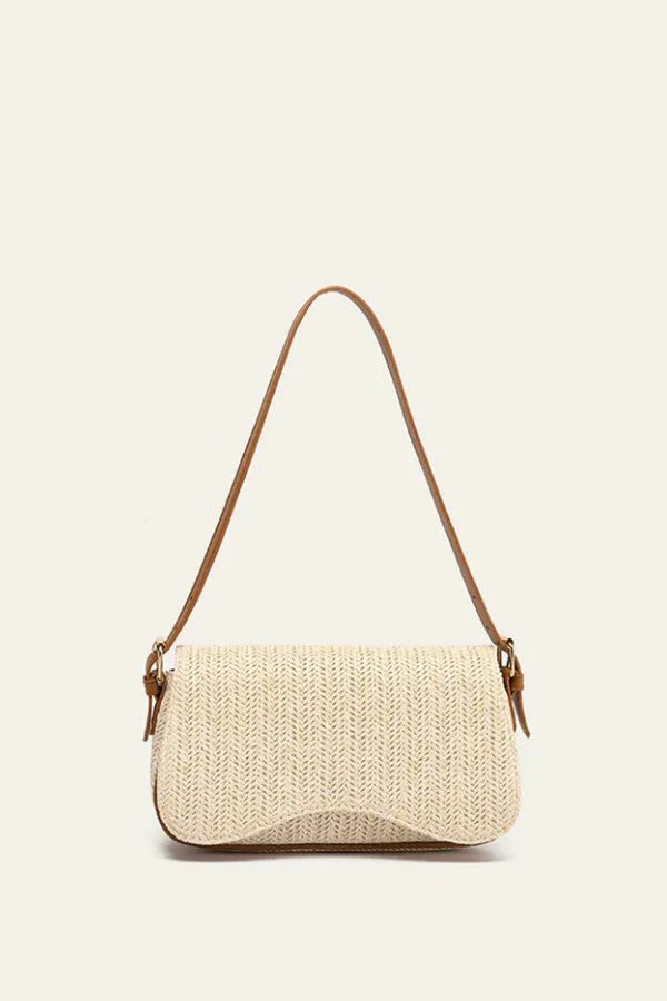Seraphine Shoulder Bag - Straw & PU Leather Summer Carry