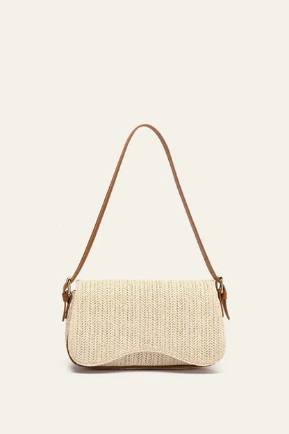 Seraphine Shoulder Bag - Straw & PU Leather Summer Carry