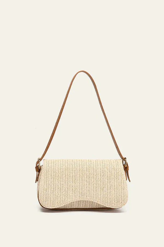 Seraphine Shoulder Bag - Straw & PU Leather Summer Carry
