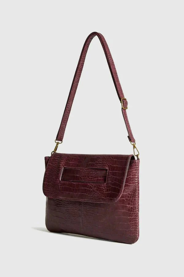 Theia Clutch Bag - PU Leather Crocodile-Embossed Evening Carry