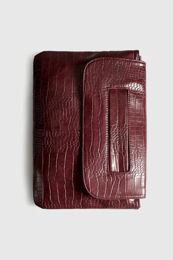 Theia Clutch Bag - PU Leather Crocodile-Embossed Evening Carry