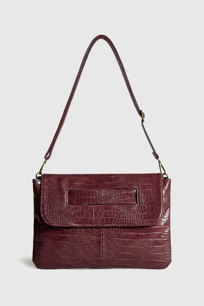 Theia Clutch Bag - PU Leather Crocodile-Embossed Evening Carry