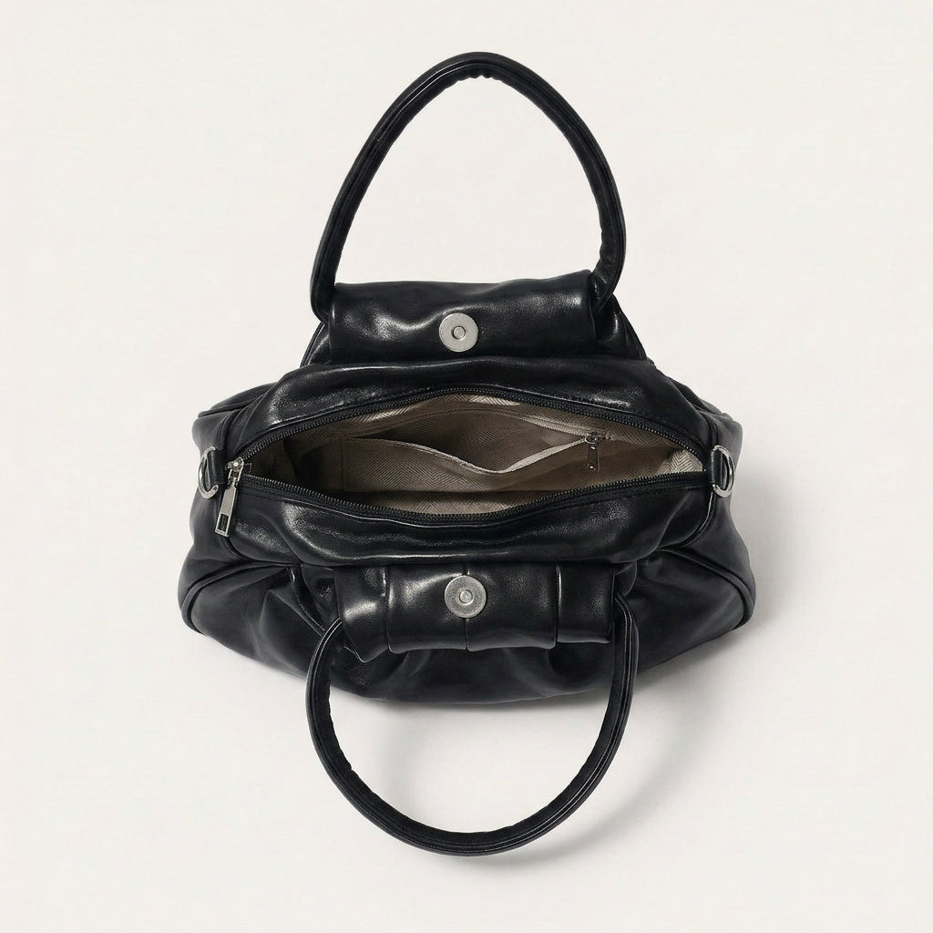 Lyra Shoulder Bag - PU Leather Soft Fold Design - Plus size model