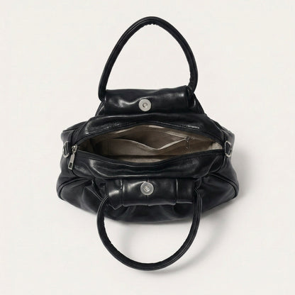 Lyra Shoulder Bag - PU Leather Soft Fold Design - Plus size model