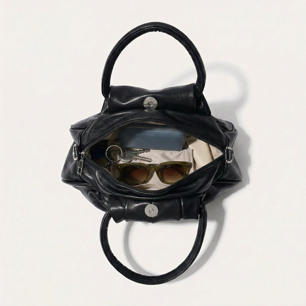 Lyra Shoulder Bag - PU Leather Soft Fold Design - Plus size model