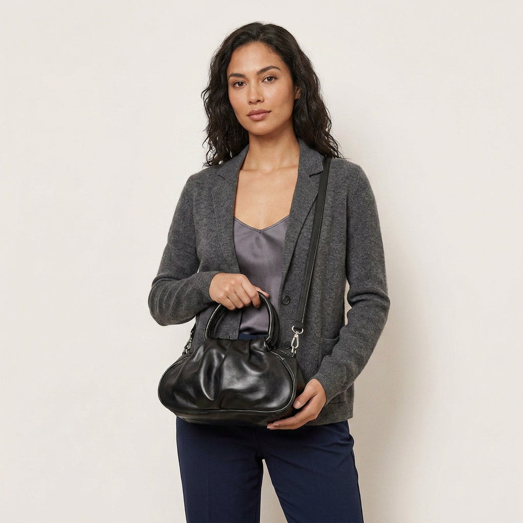 Lyra Shoulder Bag - PU Leather Soft Fold Design - Plus size model