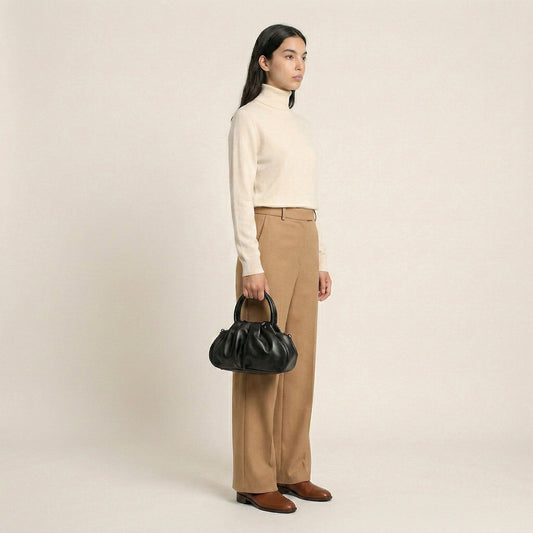 Lyra Shoulder Bag - PU Leather Soft Fold Design - Plus size model