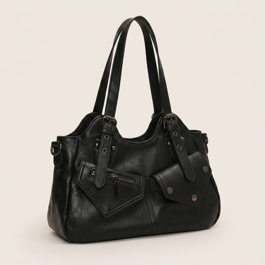 Pippa Shoulder Bag - PU Leather Structured Carry - Plus size model