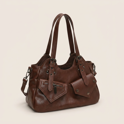 Pippa Shoulder Bag - PU Leather Structured Carry - Plus size model