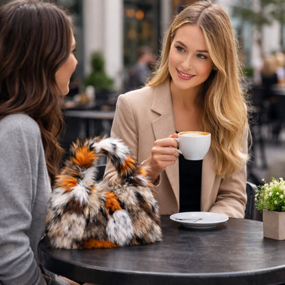 Solstice Hobo Bag - Faux Fur Plush Multitonal Shoulder Carry