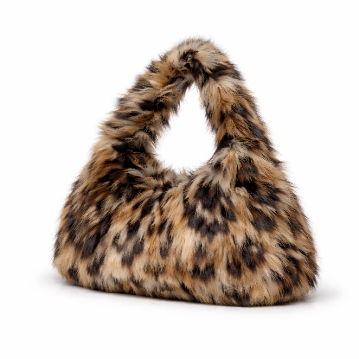 Jessa Hobo Bag - Faux Fur Leopard Print Shoulder Carry