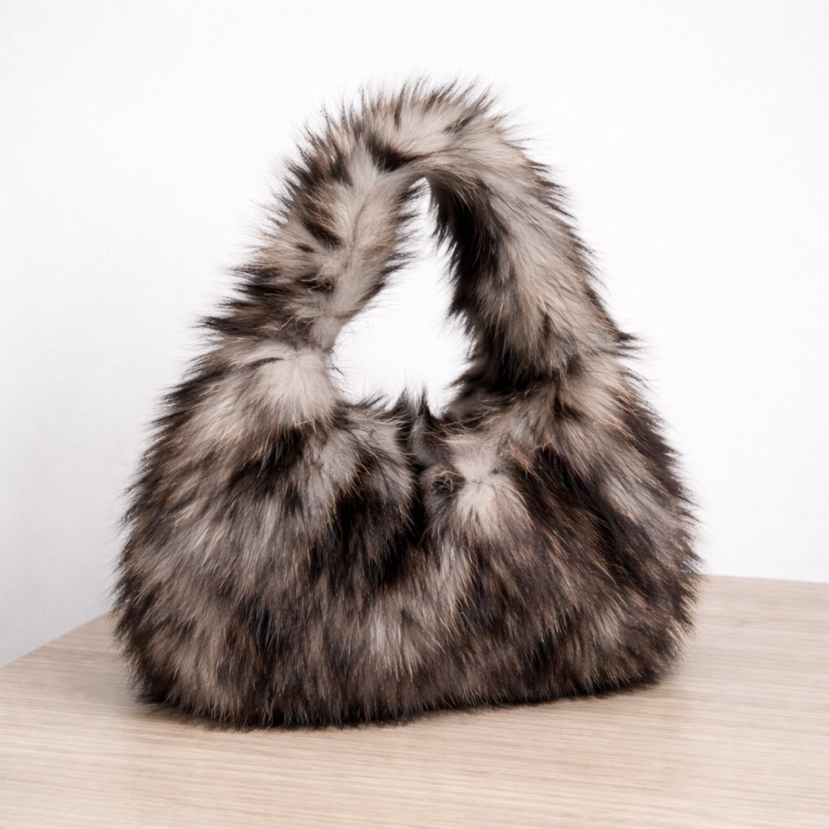 Juniper Hobo Bag - Faux Fur Plush Multitonal Shoulder Carry
