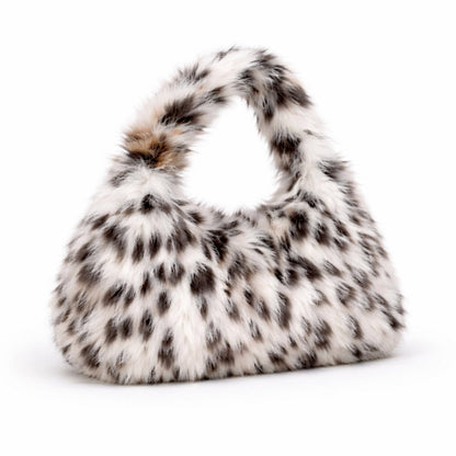 Selma Hobo Bag - Faux Fur Leopard Print Shoulder Carry