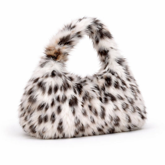 Selma Hobo Bag - Faux Fur Leopard Print Shoulder Carry