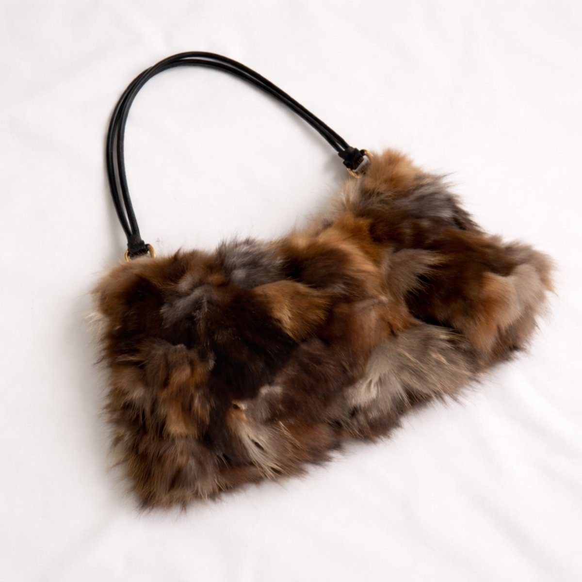 Adira Fur Hobo Bag - Genuine Fox Fur Multitonal Shoulder Bag