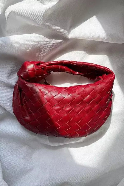 Helena Evening Clutch Bag - PU Leather Woven Chain Handle