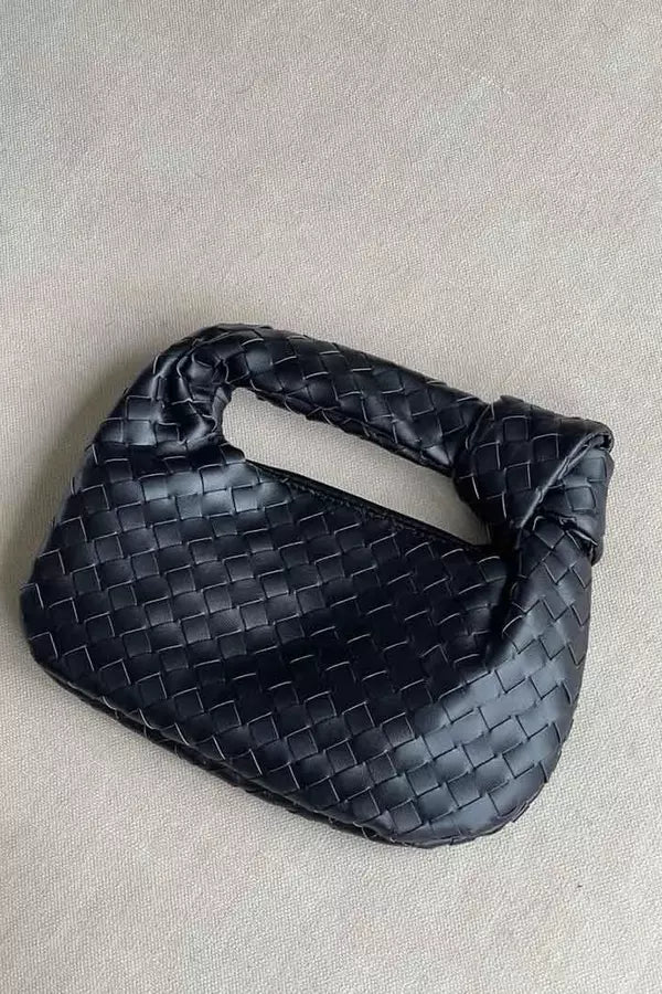 Helena Evening Clutch Bag - PU Leather Woven Chain Handle